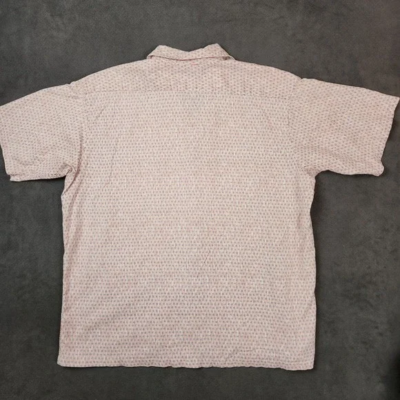 Armani Jeans Shirt Mens Medium Red Striped Linen Blend Short Sleeve Button Up - Picture 4 of 11